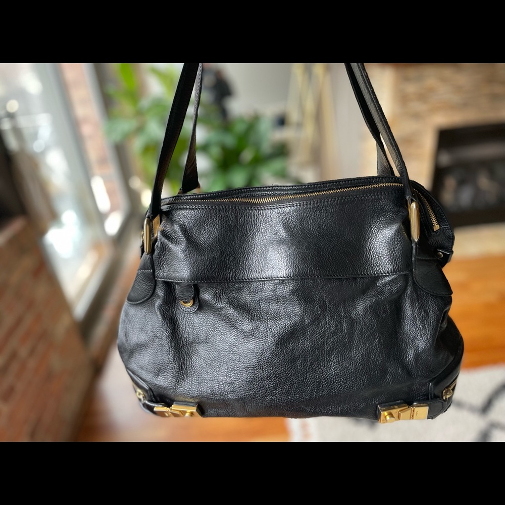 Black Chloe handbag with gold hardware.